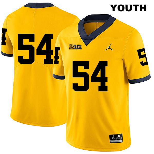Youth NCAA Michigan Wolverines Kraig Correll #54 No Name Yellow Jordan Brand Authentic Stitched Legend Football College Jersey EB25L13RX